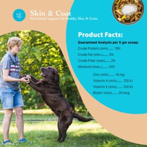 Skin and Coat Supplement Powder for Medium Dogs- Anti Allergy Treatment and Itching Relief - with Vitamins A, E and Biotin - Care Products and Shedding Control Supplements for Itchy Pets