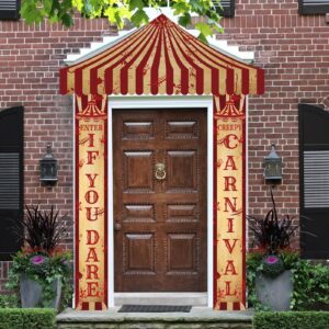 Patelai Halloween Carnival Circus Party Decorations Scary Circus Halloween Door Cover Decoration Carnival Theme Porch Banner Creepy Carnival Tent for Festival Wall Hanging Yard Sign(Carnival)