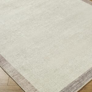 Livabliss x Our PNW Home Olympic Solid Border Area Rug, 7'10" x 10', Ivory/Brown