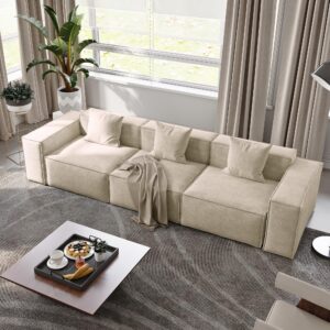 povison 115" modular sectional sofa for living room modern large sectional couches velvet deep seat sofa set 3 seats oversized big comfy cloud couch for house office