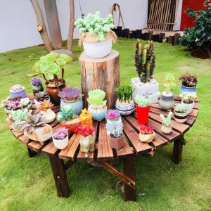 Tree Bench Wrap Around Outdoor Courtyard Bench Wooden Curved Benches Round Park Bench Outdoor Furniture,Solid Wood ​Slatted Seat Fan-Shaped Bench,Garden Tree Bench Backless Bench Patio