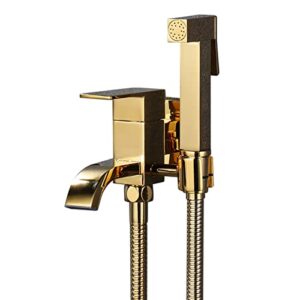 zlocyivhe hand held bidet sprayer for toilet hand shower for toilet set bidet shower head attachment gold brass cold water faucet wall mounted cloth diaper sprayer kit,1.5m(1 m)