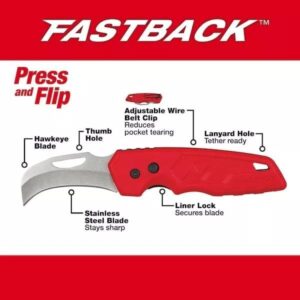 for Milwaukee Tool 48-22-1525 Fastback Hawkbill Folding Knife