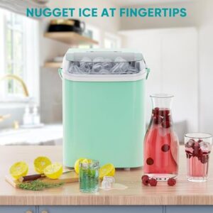 Ice Maker, Portable Countertop Icemaker Machine, Self Cleaning Quiet 2 Sizes Bullet Cubes Makers, 9 Cubes in 6 Mins, 26.5lbs/24Hrs with Ice Scoop, Basket and Handle for Home Kitchen Party (Green)