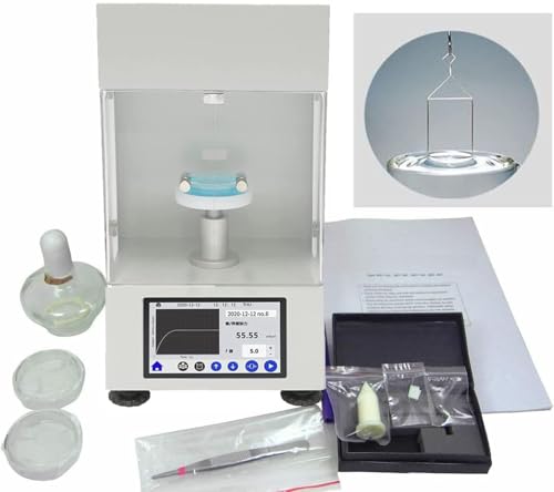 VTSYIQI Liquid Surface Tension Measurement Automatic Surface Tensiometer Liquid Surface Tensiometer with Platinum Loop Range 0 to 1000 mN/m Accuracy 0.1mN/m Real Time Display