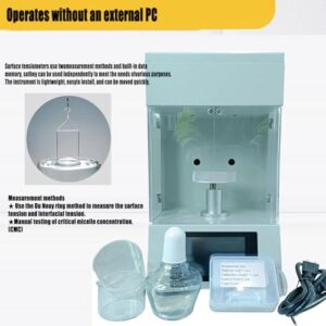 VTSYIQI Interfacial Tension Measurements Professional Surface Tension Meter Liquid Interfacial Tensiometer Du Nouy Ring Method with 0 to 1000 mN/m Accuracy 0.1mN/m Platinum Loop for Oil Paint Industry