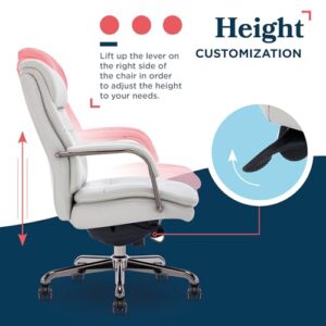 La-Z-Boy® Sonata Executive Mid-Back Office Chair, Button-Tufted Design, Double-Layer Cushion, Padded Armrests, Ergonomic Computer DeskChair, Swivel Metal Base, Bonded Leather, Gray and Graphite