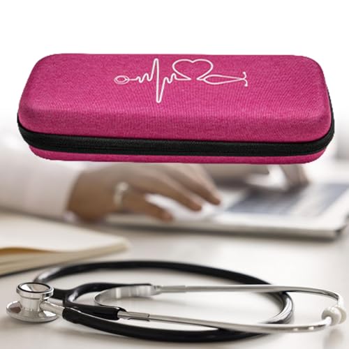 Qianly Stethoscope Case Organizer Container, Stethoscope Holder, Protective Carry Covers, EVA, Stethoscope Carrying Bag, Storage Bag, Pink White Pattern