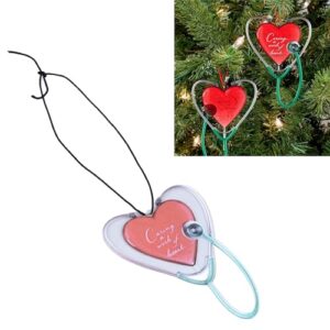 UPHIGHER Caring Heart Stethoscope Christmas Ornament Appreciation Gift for Doctor Nurse Caregiver Healthcare Themed Christmas Tree Decor