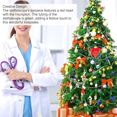 UPHIGHER Caring Heart Stethoscope Christmas Ornament Appreciation Gift for Doctor Nurse Caregiver Healthcare Themed Christmas Tree Decor