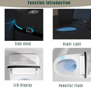 Smart Toilet,One Piece Bidet Toilet for Bathroom with Auto Open & Close Lid and Seat, Foot Sensor, LED Display,Night Light, Warm Water & Dryer