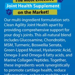 Clean Agility Joint Health for Dogs - The Most Effective Hip and Joint Supplement Available - Formulated with Veterinarians, Glucosamine, Chondrointin, MSM, Turmeric (Soft Chew)