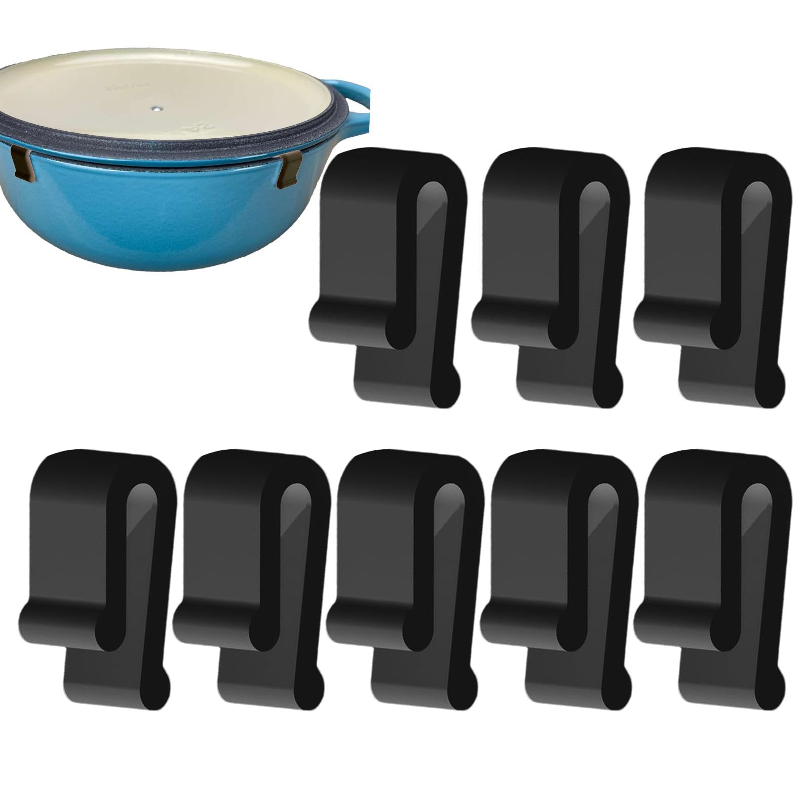 Dutch Oven Lid Protector Clips,Cookware Protector Clips Replacement Bumpers Stacking and Storage Protective Clips for Dutch Oven Pots-Pack of 8/16