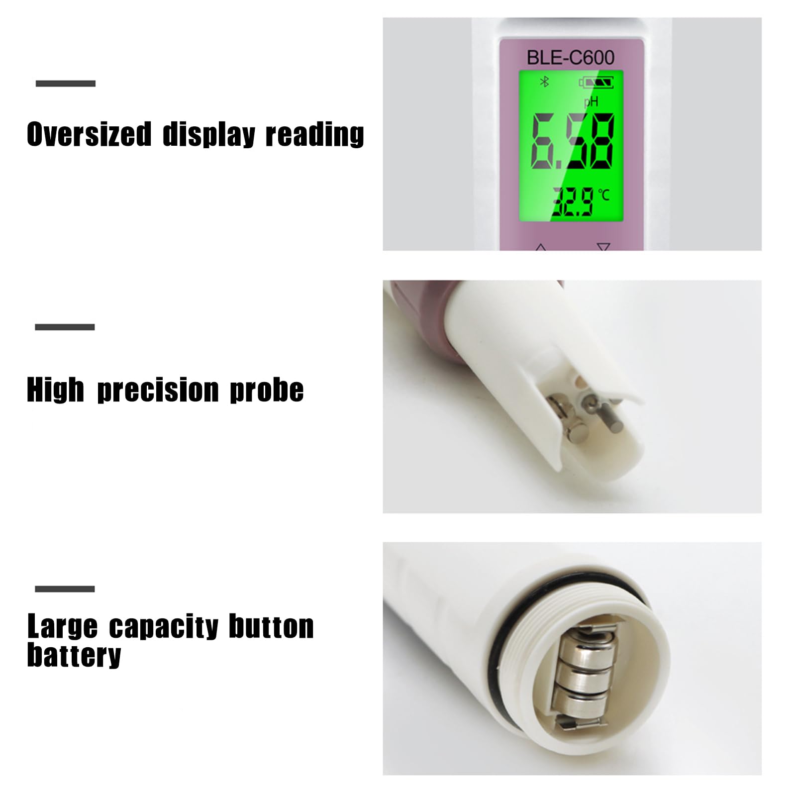 Viprh 7 in 1 PH EC Conductivity TDS Salinity ORP SG BT Meter Tester Measures