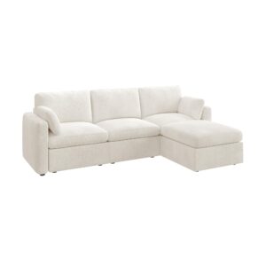 HONBAY Modular Sectional Couch with Storage Seats, L Shaped Sectional Sofa with Storage, Chenille Sectional Couches for Living Room, Beige