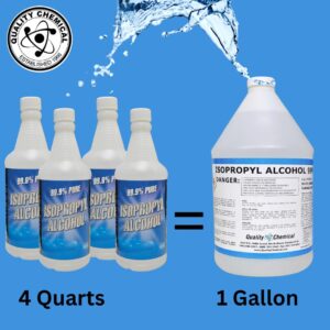 Quality Chemical - Super Premium - 99.9% Pure Isopropyl Alcohol (IPA) - Made in The USA - (4) 32 Fl Oz Bottles - Concentrated Isopropyl Alcohol 32 oz (Pack of 4)