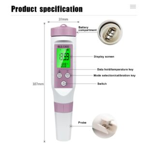 Viprh 7 in 1 PH EC Conductivity TDS Salinity ORP SG BT Meter Tester Measures