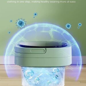 Small Portable Washing Machine, Mini Washer 9L High Capacity with 3 Modes Deep Cleaning for Underwear, Baby Clothes, or Small Items, Foldable Washing Machine for Apartments, Camping, Travel (Green)