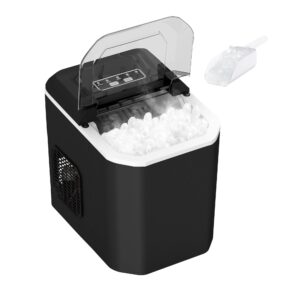 e-macht ice maker countertop, 2 sizes of bullet ice, portable ice machine with self-cleaning, 9 ice blocks in only 6 minutes, 27lbs/24h for home kitchen office party