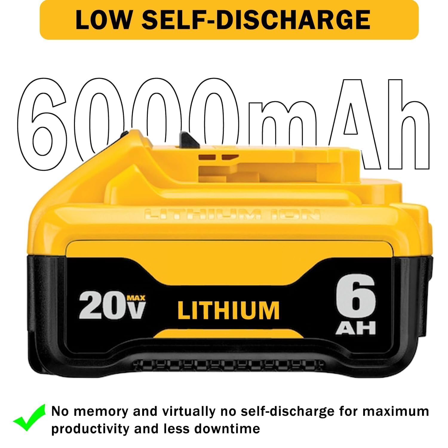 Xmenany 2-Pack 20V MAX 6.0Ah Replacement for DEWALT 20V Battery and Charger Combo,12V/20V DCB112 Station Kit,6.0Ah Lithium-Ion Battery Extra Long Run Time