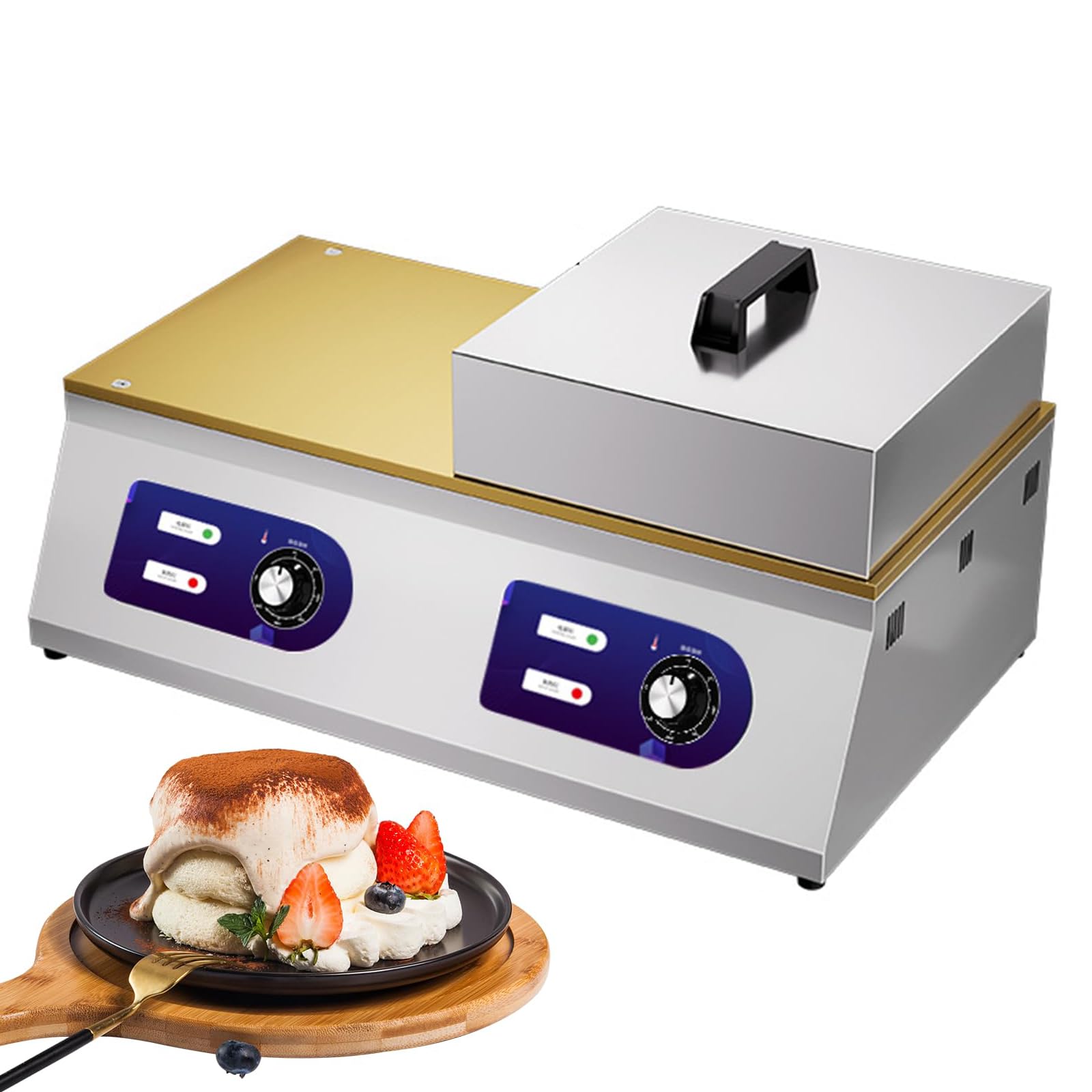 Commercial Souffle Machine, 1500W Electric Souffle Pastry Machine, Temperature Range 50~300°C, With Non-Stick Copper Heating Plate, Cake Baker Equipment, For Restaurants, Bakeries