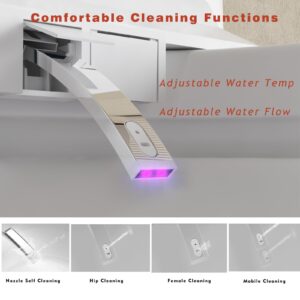 Smart Toilet,One Piece Bidet Toilet for Bathroom with Auto Open & Close Lid and Seat, Foot Sensor, LED Display,Night Light, Warm Water & Dryer