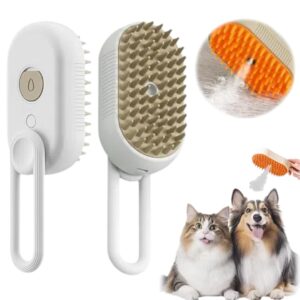 cat steam brush 2024 new pet steam groomer comb,3 in 1 cat steam brush pet hair steamy brushes,pet steam brush for cats dogs (white)