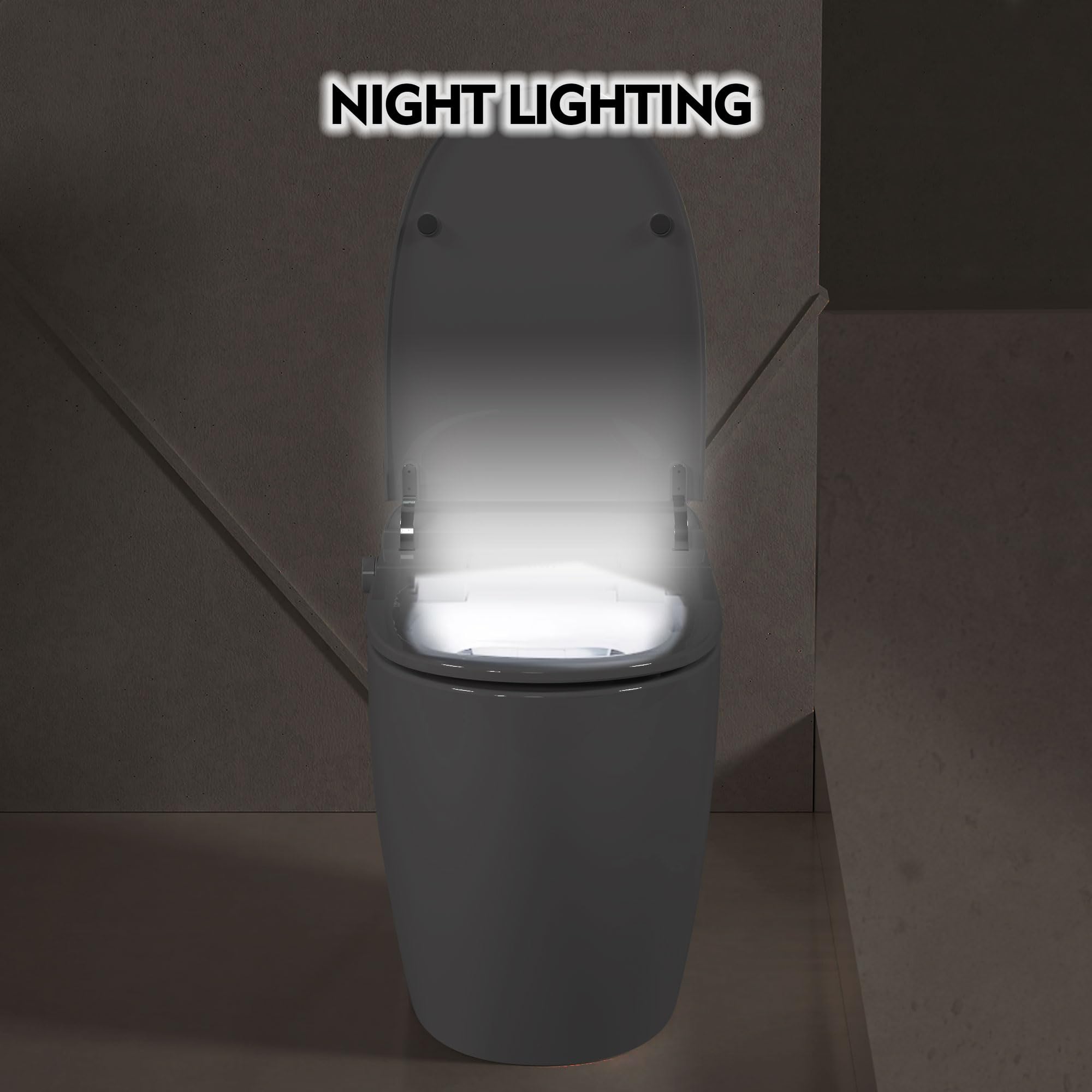 Heated Seat Smart Toilet, One Piece Toilet, Automatic Flush Tank Less Toilet for Bathroom without Bidet, Foot sensor Flush, White Night Light, Knob Control, Power Outage Flushing (Model 1)