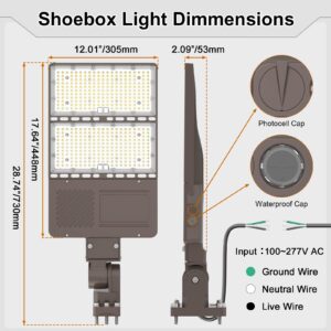 ADUB 320W LED Parking Lot Light with Photocell, UL Listed LED Pole Light Outdoor, 48000LM, LED Parking Lot Light 320W/250W/200W, LED Shoebox Light 5700K 5000K 4500K