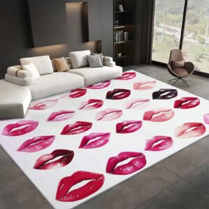 watercolor lips rugs for living room, washable rugs 2 x 3 ft non-slip rug, watercolor fashion lips print rugs, soft bedroom carpets low-pile rug for dining room, for office kitchen