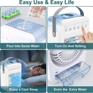 Air Conditioners Portable 2024,Mini Air Conditioners Portable for Room,Oscillating Small Mini AC with Timer,4 Speeds 2 Cool Mist,180°Oscillation Mini Air Conditioners for Room Kitchen