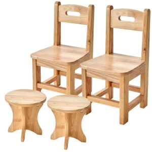 Rubber Wood Solid Wood Children Chair for Kids, Kindgarten and Kids' Home Furniture-Team Set（4pcs）