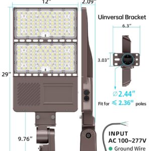 ADUB 320W LED Parking Lot Light with Photocell, UL Listed LED Pole Light Outdoor, 48000LM, LED Parking Lot Light 320W/250W/200W, LED Shoebox Light 5700K 5000K 4500K