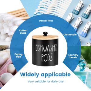 Dishwasher Pod Holder with Lid Stylish Dishwasher Tablet Container Wide Opening Dishwasher Pod Storage Round Shape Dishwasher Pod Canister Dishwasher Pod Organizer for Home Kitchens (Black)