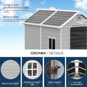 CDCASA 6x4 FT Resin Storage Shed, Waterproof Outdoor Shed with Floor & Lockable Door & Window & Vents Included, Plastic Tool Shed for Outside, Backyard, Patio, Poolside, Lawn, Dove Gray