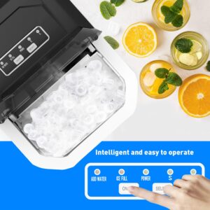 E-Macht Ice Maker Countertop, 2 Sizes of Bullet Ice, Portable Ice Machine with Self-Cleaning, 9 Ice Blocks in Only 6 Minutes, 27lbs/24H for Home Kitchen Office Party