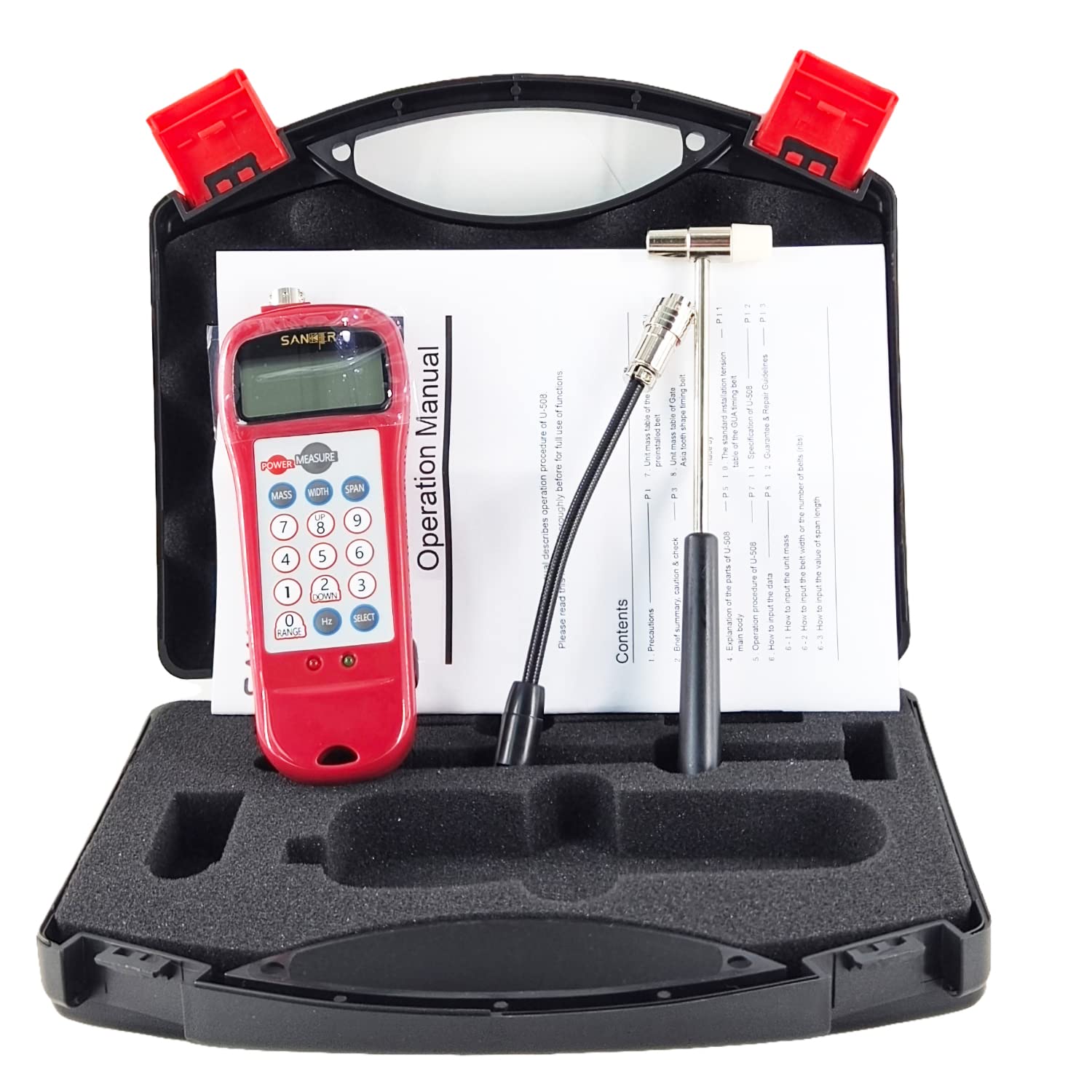 QIUSUO Sonic Belt Tensioner Tension Meter for Belt with Frequency Range 10Hz to 5000Hz and Tension Range 0.01 to 99900N Data Storage Function Automatic Sensitivity Calibration