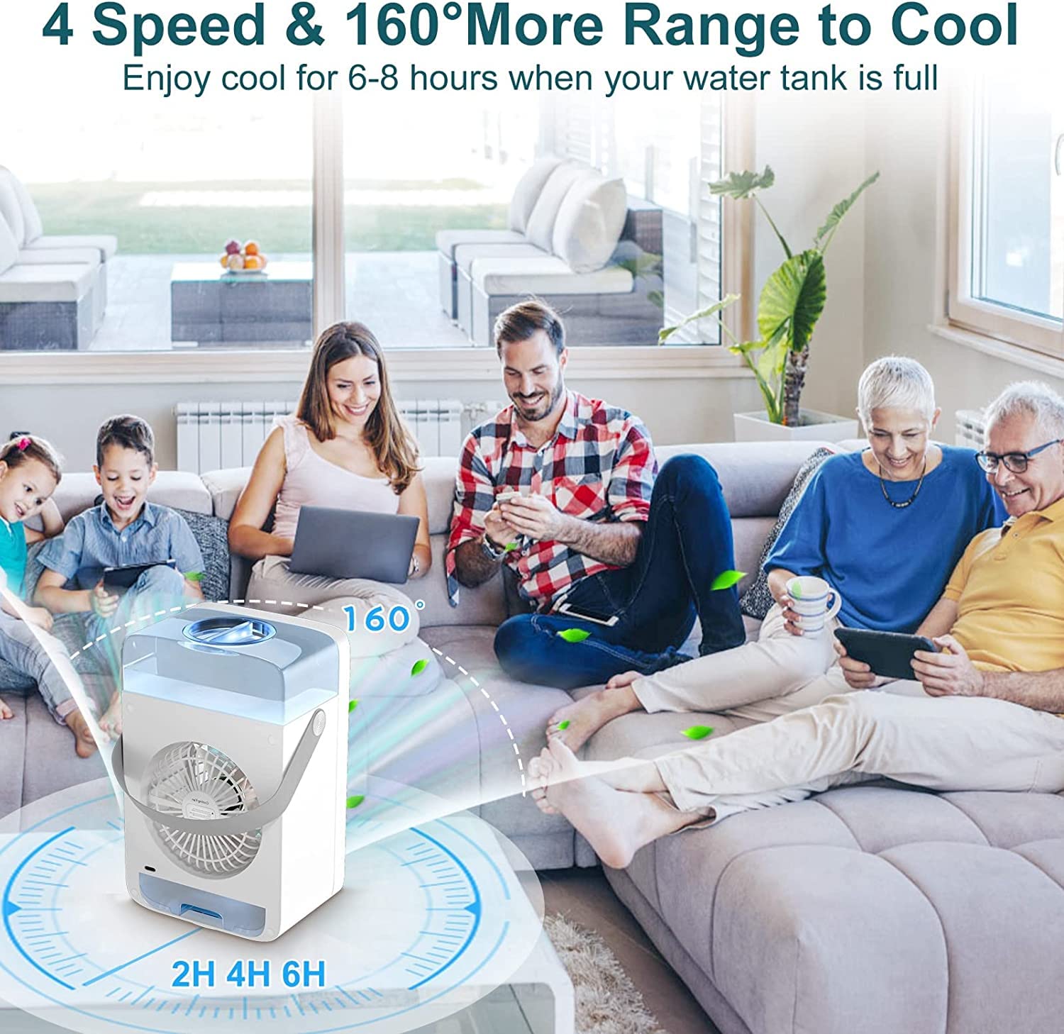 Air Conditioners Portable 2024,Mini Air Conditioners Portable for Room,Oscillating Small Mini AC with Timer,4 Speeds 2 Cool Mist,180°Oscillation Mini Air Conditioners for Room Kitchen