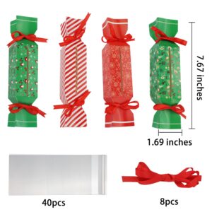 JOYJOM Christmas Money Box for Cash Gift Pull, 4PCS Candy Funny Money Gift Boxes for Cash Pull Pouch, Surprise Merry Christmas Box Holder with 40Pcs Transparent Bags