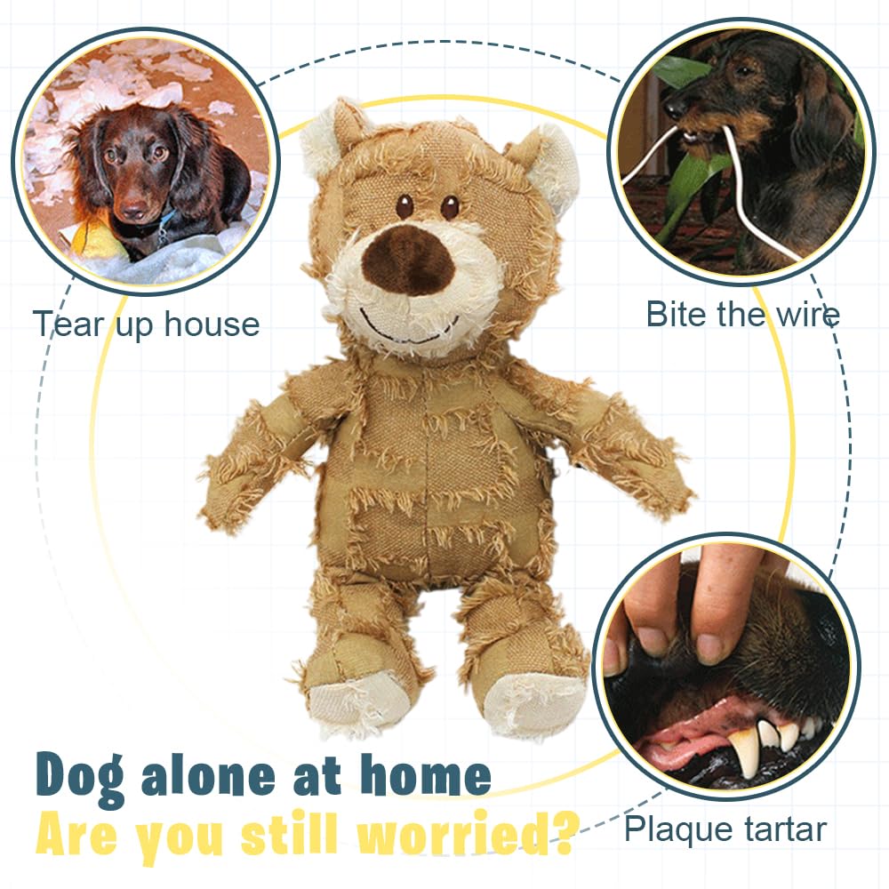 hoehew Indestructible Robust Bear, 2024 Upgraded Dog Companion for Heavy Chewers Large Small Dogs Toys for Heavy Chewers Unbreakable Stuffed Plush to Keep Them Busy