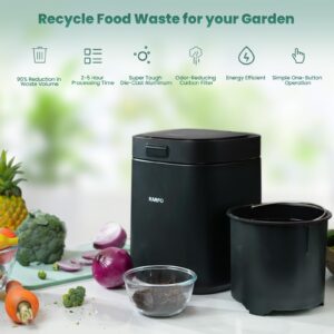 Karfo Electric Composter for Kitchen, Smart Compost Bin Outdoor/Indoor, Odorless Single-Button Auto Operation, Turn Food Waste to Fertilizer for Plants, Food Waste Compost Machine （Black）