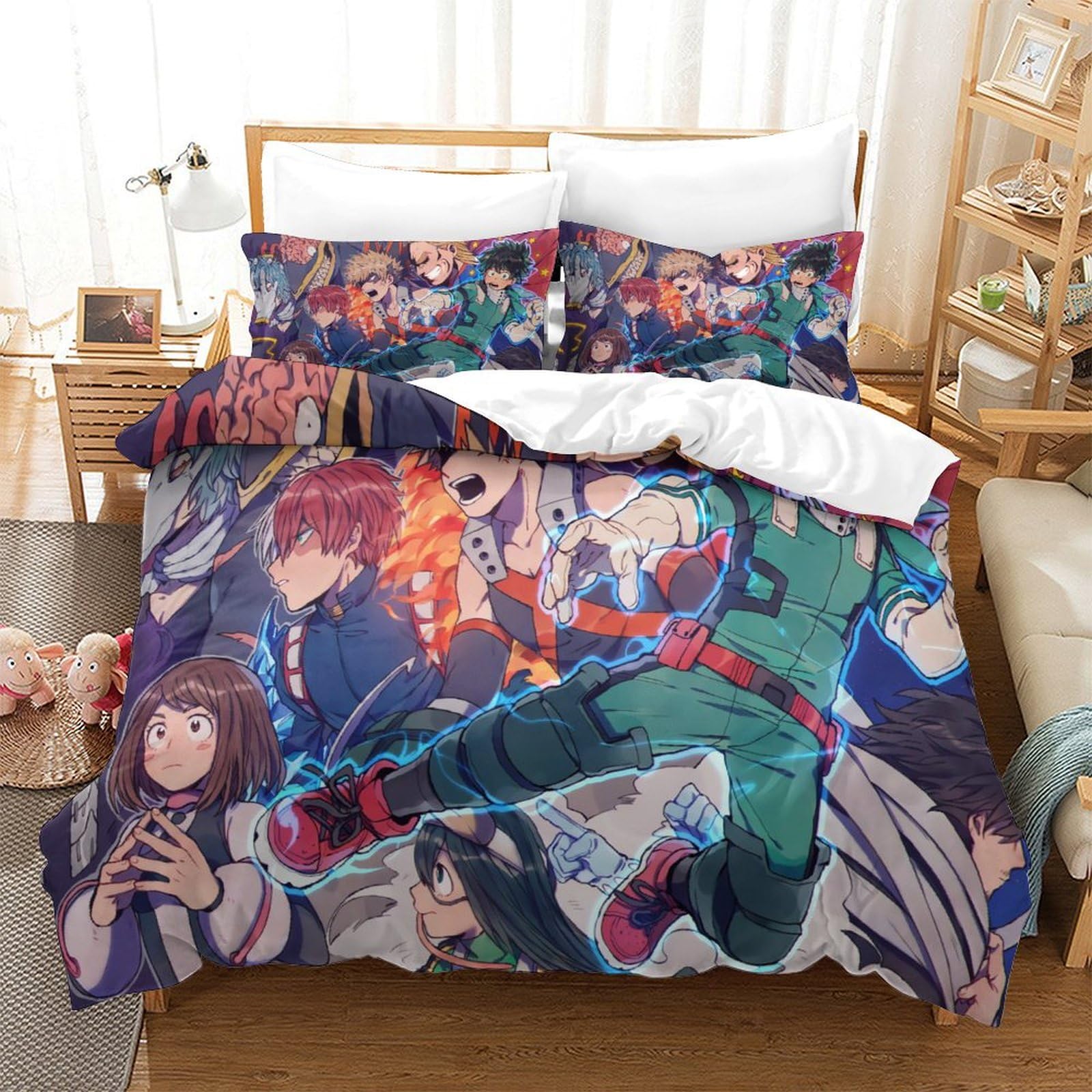 LWAILJH Kids' Bedding Anime Anime Duvet Cover Sets Lightweight Soft and Breathable 3D Printing Lightweight Quilt Cover with Pillowcase for Kids Boys Full（203x228cm）