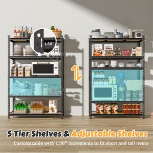 MUPATER 48''W Metal Storage Shelves, 5 Tier Shelves and Adjustable Shelves, Garage Shelving Unit, Standing Utility Shelf Racks for Pantry Warehouse Kitchen, 47.83" W x 23.82" D x 72.05" H