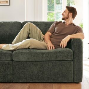 HONBAY Modular Sectional Sofa, Sectional Couch with Storage Seats, Sleeper Chenille Sectional Couches for Living Room, Green