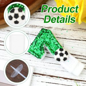 Football Candle, White Green Soccer Cake Topper Happy Birthday Number Cake Candle Sparkling Sequins Soccer Football Theme Birthday Party Decorations Celebrations Supplies (Number 7)