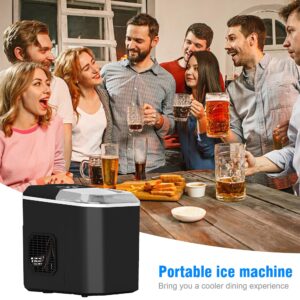 E-Macht Ice Maker Countertop, 2 Sizes of Bullet Ice, Portable Ice Machine with Self-Cleaning, 9 Ice Blocks in Only 6 Minutes, 27lbs/24H for Home Kitchen Office Party