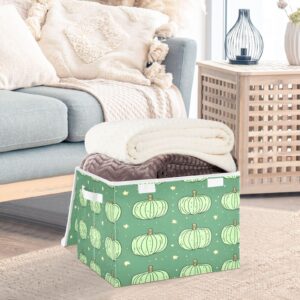 DALAWU Containers Baskets with Lids Green Pumpkin Fabric Foldable Storage Bins Organizer with Lid Collapsible Storage Boxes for Home Bedroom Closet Office