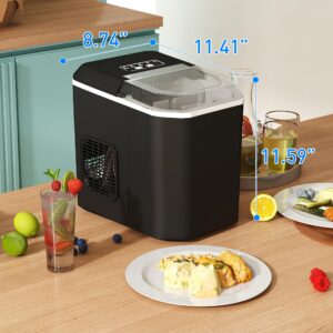 E-Macht Ice Maker Countertop, 2 Sizes of Bullet Ice, Portable Ice Machine with Self-Cleaning, 9 Ice Blocks in Only 6 Minutes, 27lbs/24H for Home Kitchen Office Party