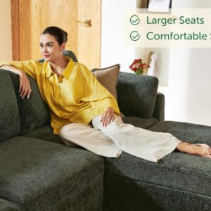 HONBAY Modular Sectional Sofa, Sectional Couch with Storage Seats, Sleeper Chenille Sectional Couches for Living Room, Green