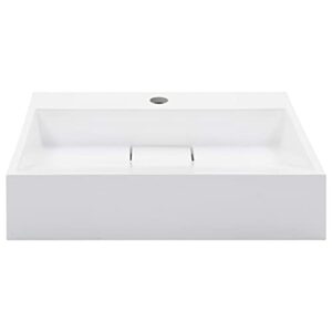 Wash Basin 19.7"x15"x5.1" Mineral Cast/Marble Cast White,Mineral Cast Vessel Sink: Chic and Timeless for Bathrooms and More Bath Fixtures，Bathroom Sinks